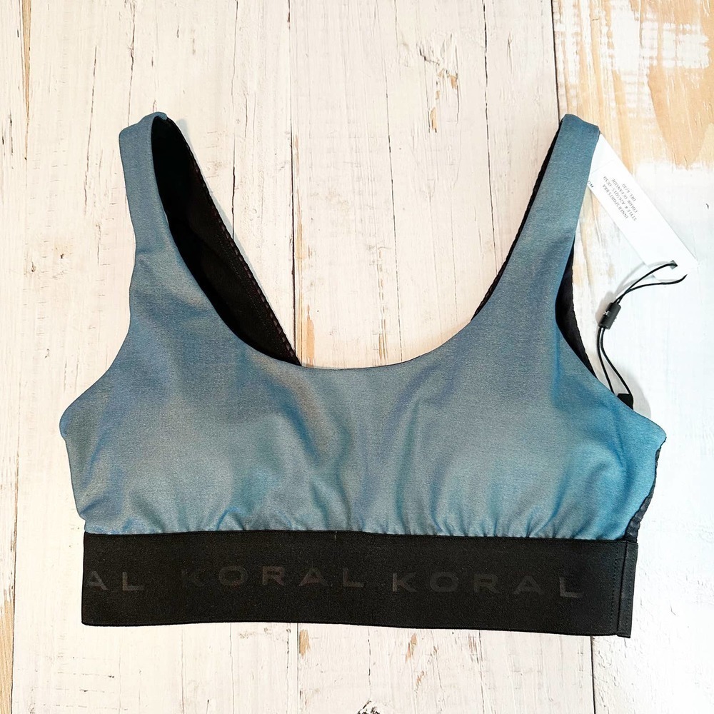 Koral Inner Oceanside Padded Sports Activewear Bra Size Small Blue Black